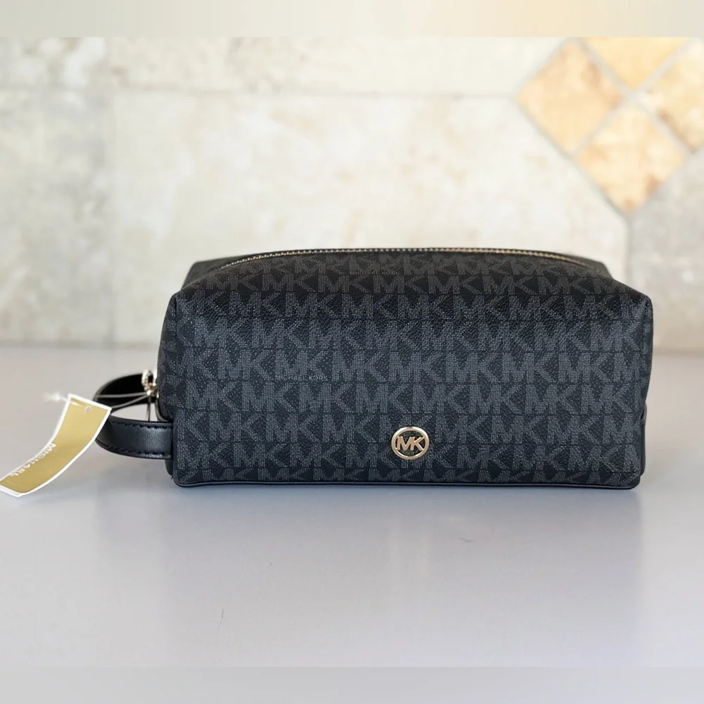 Michael Kors Jet Set Travel MD Cosmetic Case Travel Pouch MK Black